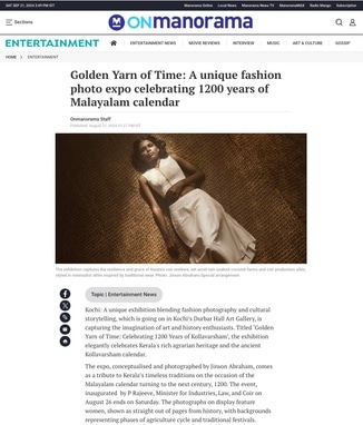 Onmanorama — Golden Yarn of Time: A unique fashion photo expo celebrating 1200 years of Malayalam calendar